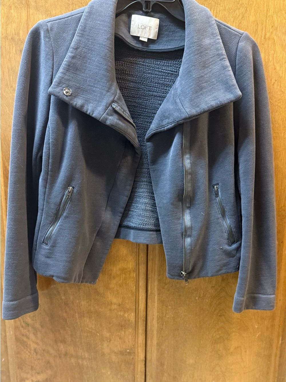 Ann Taylor LOFT Charcoal Gray Moto-Style Blazer Jacket
